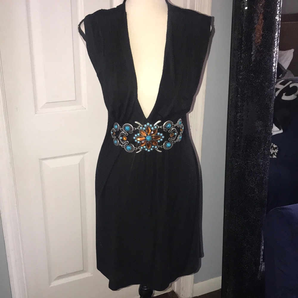 Dress with jewel And turquoise waist 💎